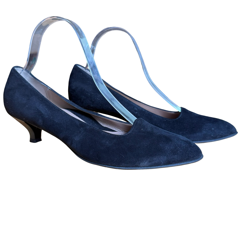 Beautifeel Black Nubuck Suede Leather Kitten Heels Pumps Shoes sz 41 10 10.5